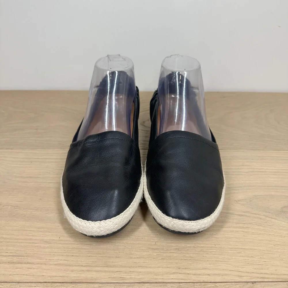 FitFlop Espadrille Flats Women 7.5 Black Leather Slip On Dynamicush Comfort
